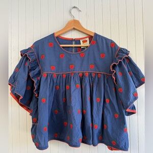 Farm Rio Strawberry Ruffle Blouse